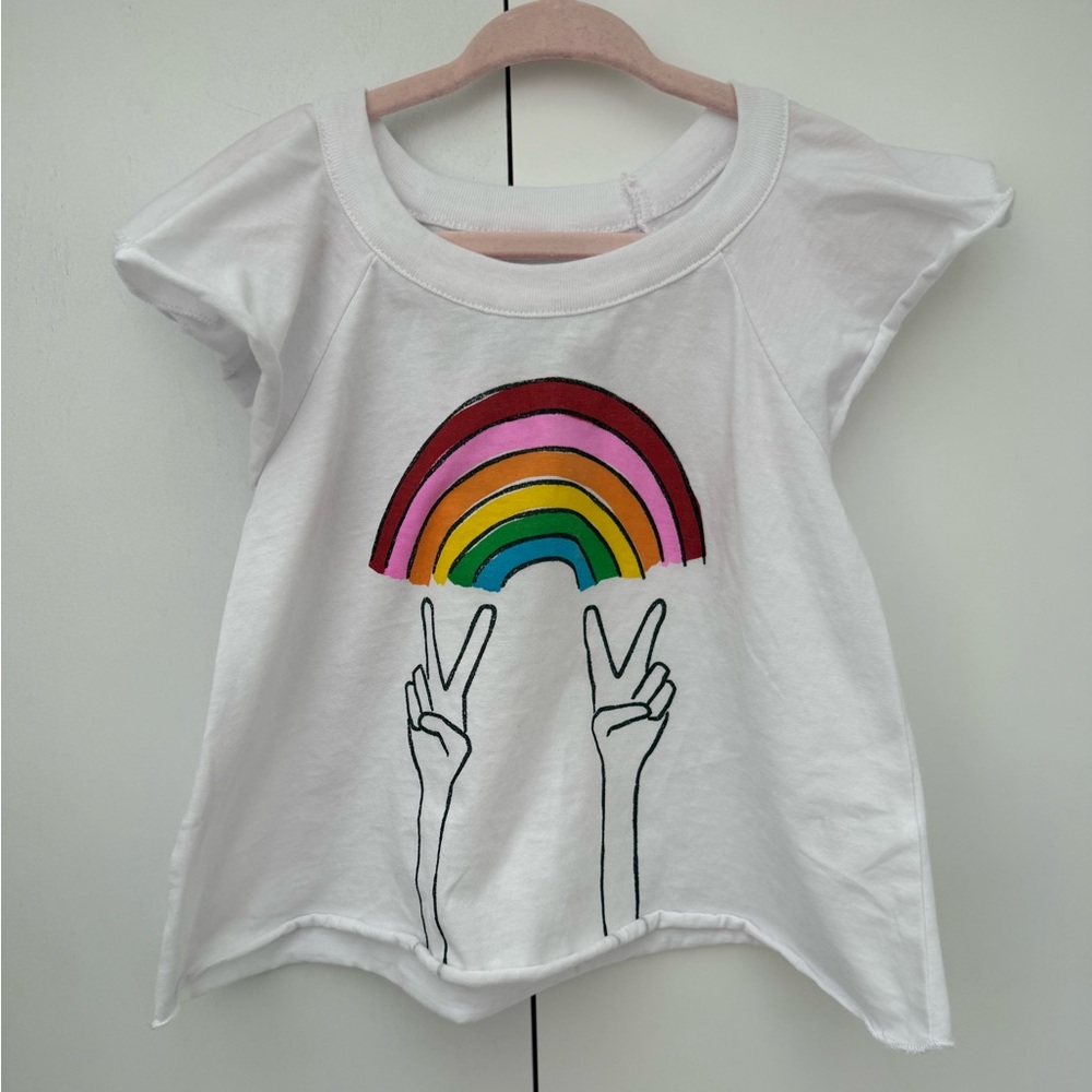 Chaser Girls Peace Rainbow Flutter Sleeve Shirttail Tee 3